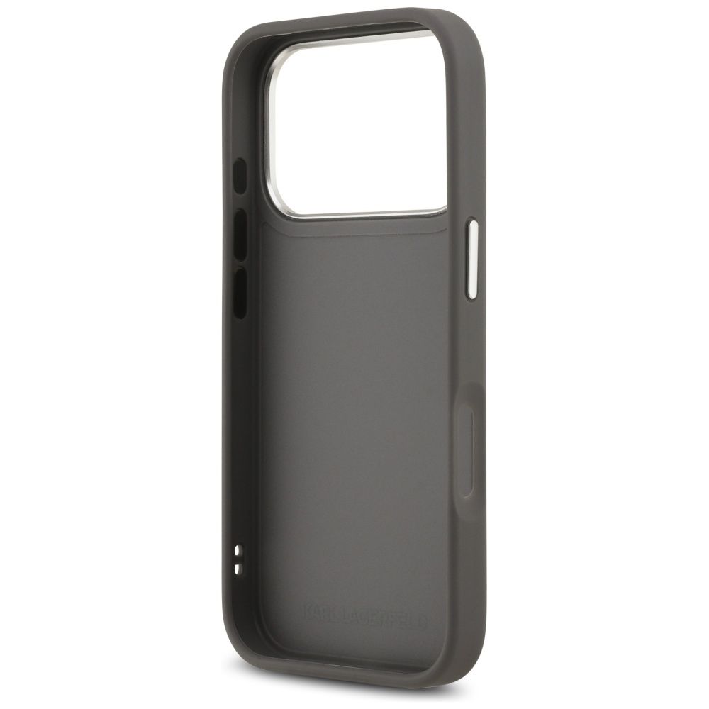 KARL LAGERFELD case for IPHONE 17 Pro KLHCP17LPSFDHPOG (FW Grained PU W/ K&C Heads Pin & Logo) gray