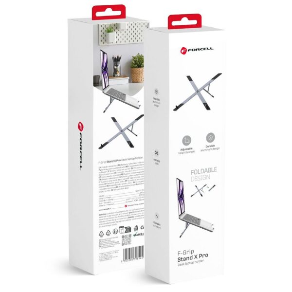 79856e9e35efbc43def8d6fea436eefb Desk holder for laptop / tablet foldable Forcell F-Grip Fold Stand X Pro gray