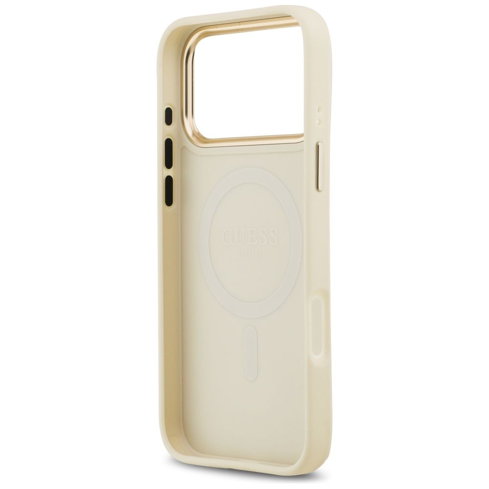 7a2fe4d29f18171adaab52034d6b2e22 GUESS case for IPHONE 17 Pro Max compatible with MagSafe GUHMP17XPGCRMDEE (PU W/ Grained Strass Logo) beige