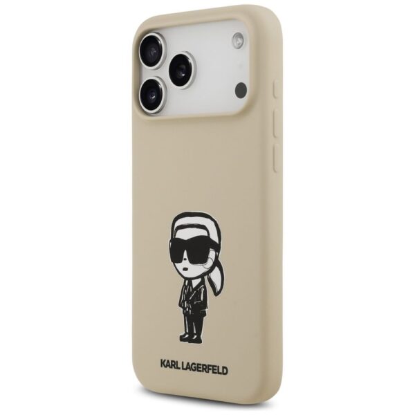 KARL LAGERFELD case for IPHONE 17 Pro Max compatible with MagSafe KLHMP17XSKIGROW (Silicone W/ KL Sketch & Logo) brown