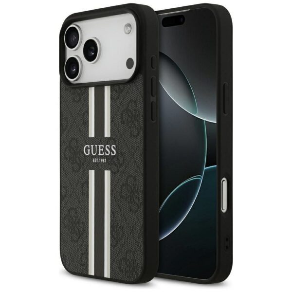 GUESS case for IPHONE 17 Pro Max compatible with MagSafe GUHMP17XP4RPSK (4G Printed Stripes) black