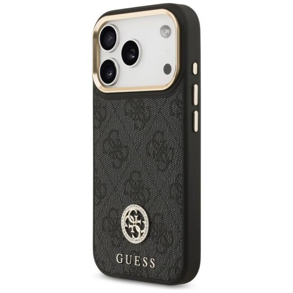 7cadb7bc06b1af30a8e656e4bb8eef35 GUESS case for IPHONE 17 Pro compatible with MagSafe GUHMP17LP4G4DCSK (PU W/ Strass Logo & Big Strap Metal Buttons) black