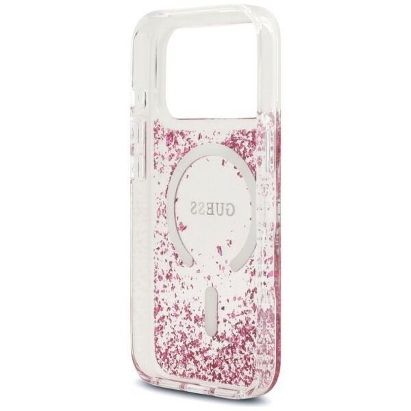 GUESS case for IPHONE 17 Pro compatible with MagSafe GUHMP17LRGRGEP (Resin Bottom Glitter) pink