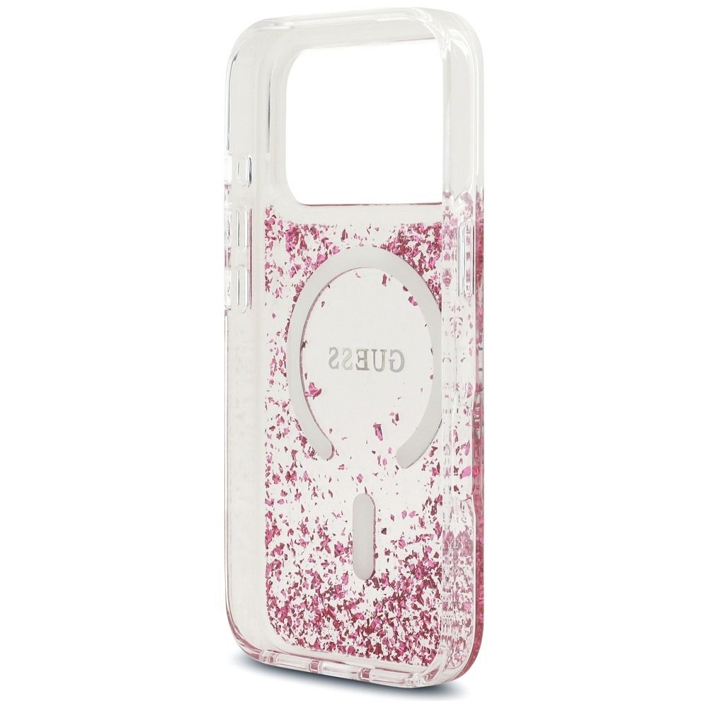 7d99b627e87003fe470e056b7b74c1ea GUESS case for IPHONE 17 Pro compatible with MagSafe GUHMP17LRGRGEP (Resin Bottom Glitter) pink