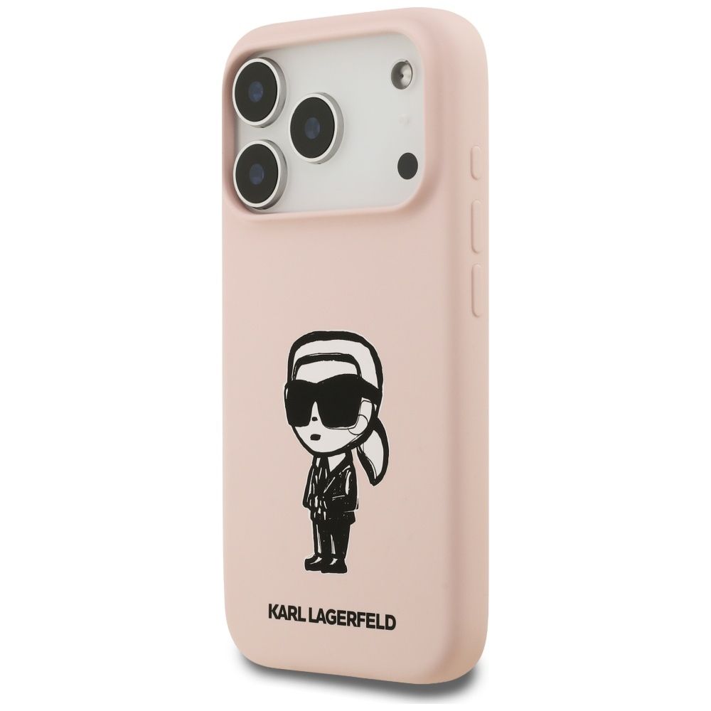 KARL LAGERFELD case for IPHONE 17 Pro compatible with MagSafe KLHMP17LSKIGROP (Silicone W/ KL Sketch & Logo) pink