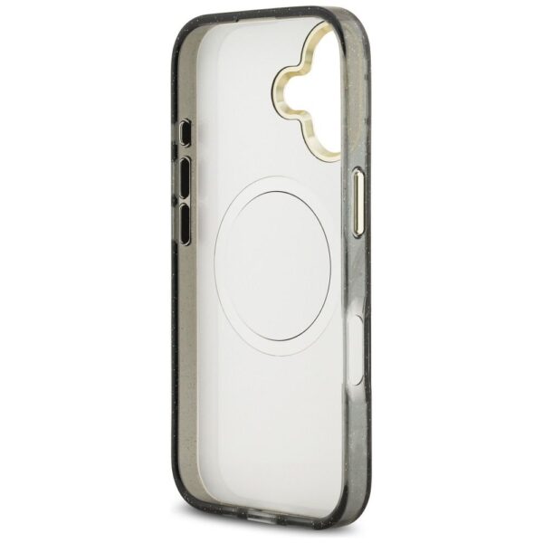 GUESS case for IPHONE 17 compatible with MagSafe GUHMP17SHFLPEDK (IML Metal Glitter Flowers Triangle) black