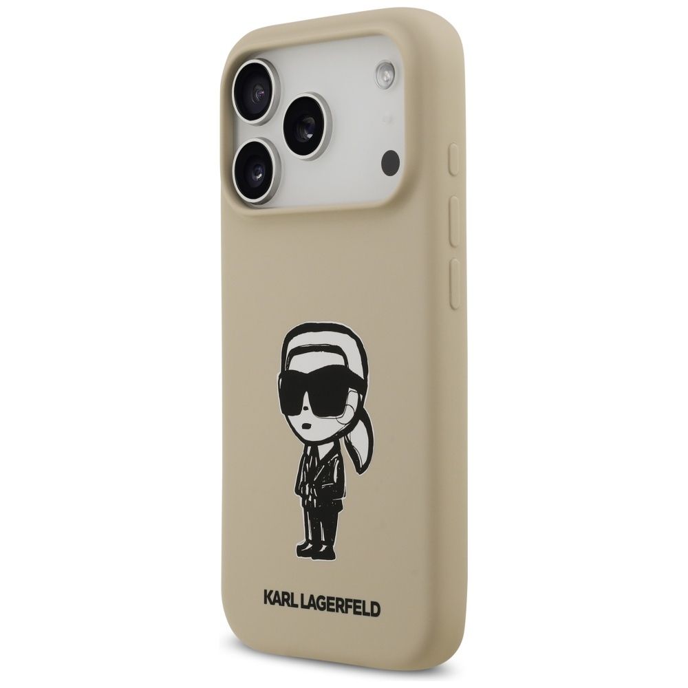 7e5dde610f9f6fcc8d656fc959af123a KARL LAGERFELD case for IPHONE 17 Pro compatible with MagSafe KLHMP17LSKIGROW (Silicone W/ KL Sketch & Logo) brown