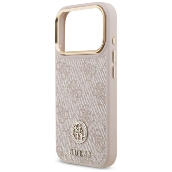 7f39eaf828a0fc92726736cecc2133f4 GUESS case for IPHONE 17 Pro compatible with MagSafe GUHMP17LP4GRMDEP (PU W/ 4G Strass Logo) pink