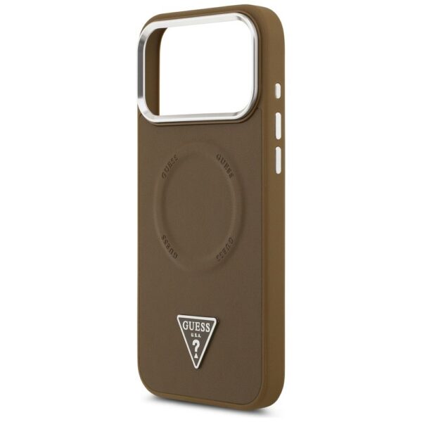 GUESS case for IPHONE 17 Pro Max compatible with MagSafe GUHMP17XPSDTSCMW (PU W/ Triangle Logo) brown