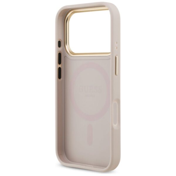 81f3b26cf4b226bb37fb6f7cf0a26381 GUESS case for IPHONE 17 Pro compatible with MagSafe GUHMP17LPGCRMDEP (PU W/ Grained Strass Logo) pink