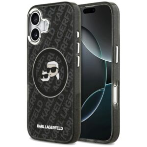 KARL LAGERFELD case for IPHONE 17 compatible with MagSafe KLHMP17SHMKBKCHOK (IML Glitter K&C Heads Logo) black