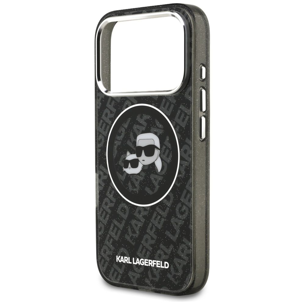 KARL LAGERFELD case for IPHONE 17 Pro compatible with MagSafe KLHMP17LHMKBKCHOK (IML Glitter K&C Heads Logo) black