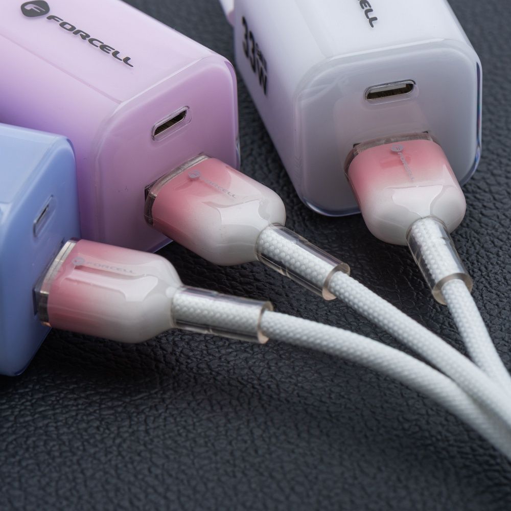 85f98354dcf7739681cc9fe176a90a3d FORCELL F-ENERGY C352 cable USB A to Type C QC4.0 3A 66W Gradient 1 m white