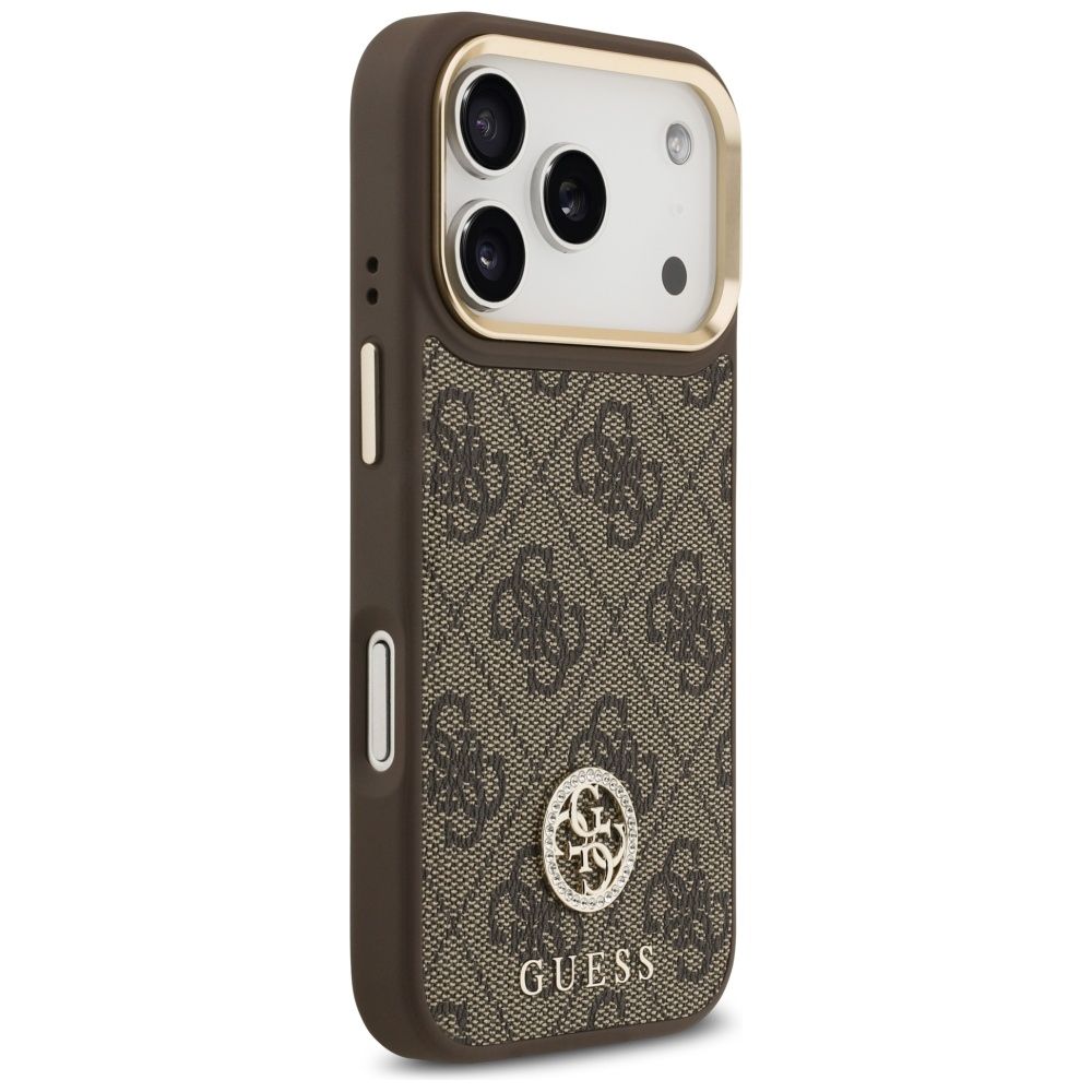 877d9716f4b096b895e9497024602c34 GUESS case for IPHONE 17 Pro compatible with MagSafe GUHMP17LP4GRMDEW (PU W/ 4G Strass Logo) brown