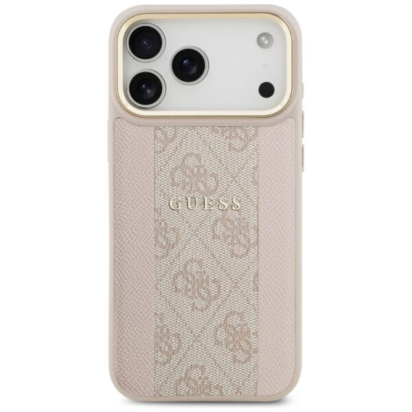 879264a33e90f9912498c06541b6aebc GUESS case for IPHONE 17 Pro Max compatible with MagSafe GUHMP17XPG4SEMCP (PU W/ 4G Stripe) pink