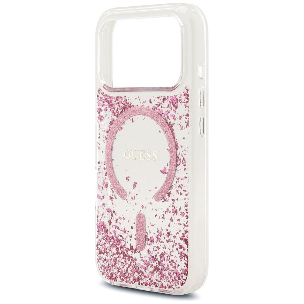 87e3fb7c433de5669498a36b8ed63f03 GUESS case for IPHONE 17 Pro compatible with MagSafe GUHMP17LRGRGEP (Resin Bottom Glitter) pink