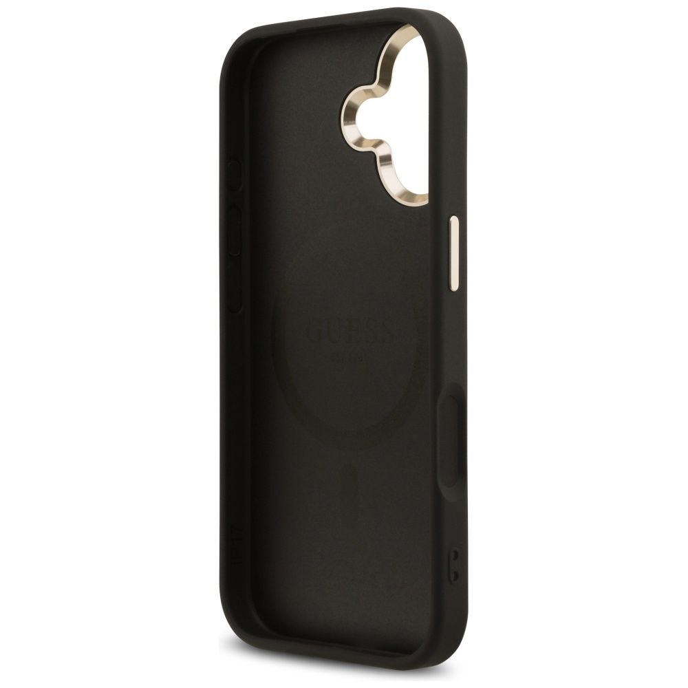 87f89a1a23fec2311fdfd347060a7baa GUESS case for IPHONE 17 compatible with MagSafe GUHMP17SP4GTDGMK (4G PU W/ Triangle Logo) gold black