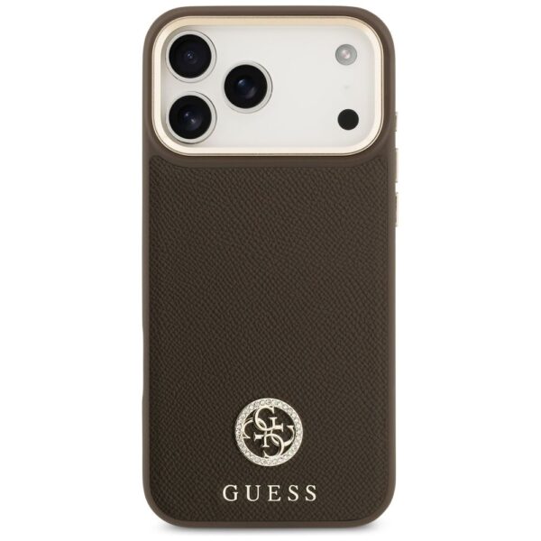 8909f742bca768fee5b285b49cde9a85 GUESS case for IPHONE 17 Pro Max compatible with MagSafe GUHMP17XPGCRMDEW (PU W/ Grained Strass Logo) brown