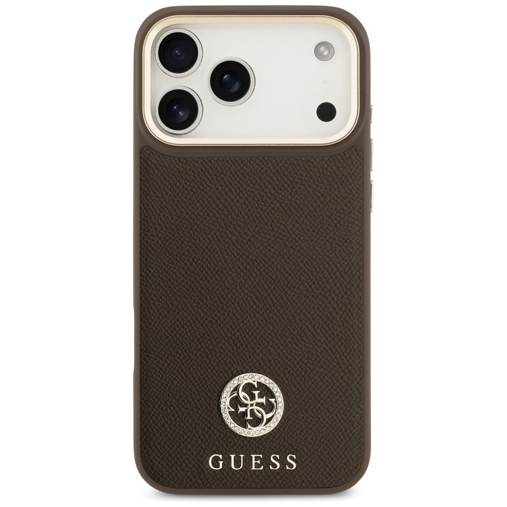 8909f742bca768fee5b285b49cde9a85 GUESS case for IPHONE 17 Pro Max compatible with MagSafe GUHMP17XPGCRMDEW (PU W/ Grained Strass Logo) brown