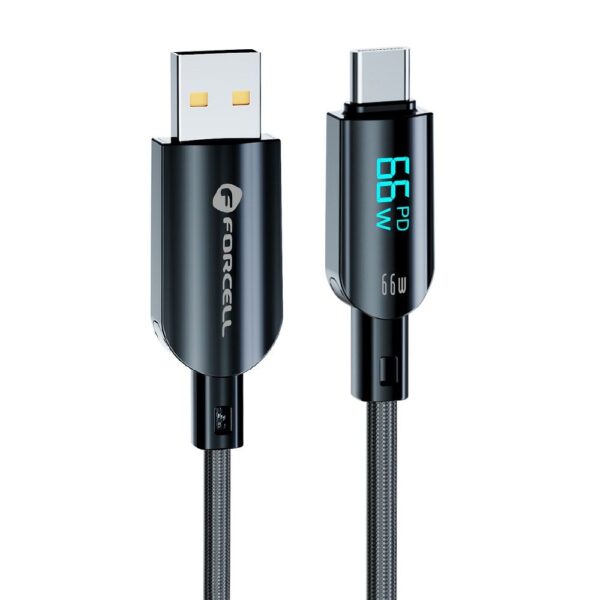 8ac81afdf2723647efba3d835cf12089 FORCELL F-ENERGY C272 cable USB A to Type C QC4.0 3A 66W Digital 1,2 m black