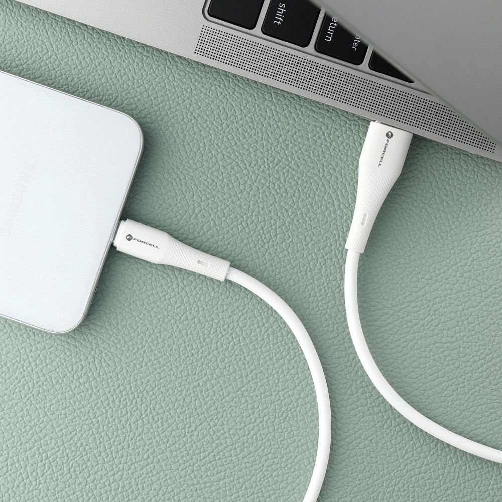 8bae1f6128df12210ce0ff598486bb4b FORCELL F-ENERGY C342 cable USB A to Type C QC4.0 3A 66W Silicone 1 m white