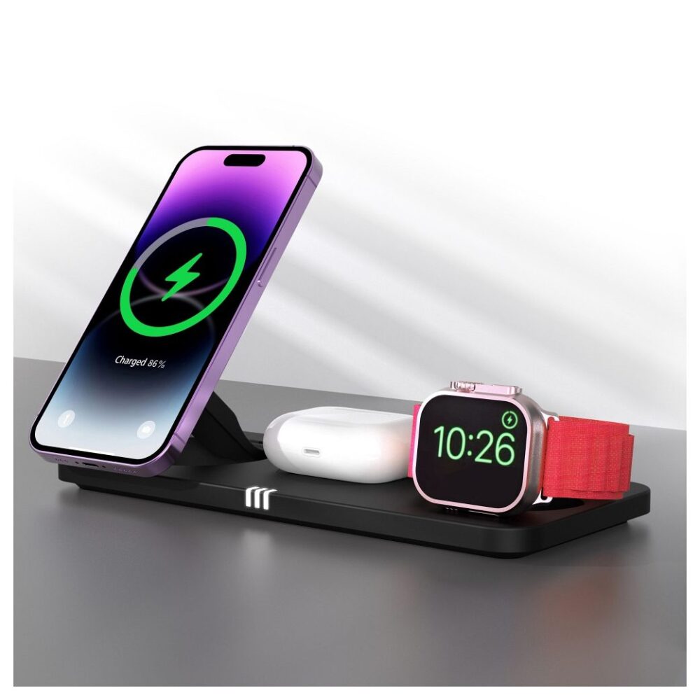FORCELL F-ENERGY MagNetix 3w1 Qi2 20,5W wireless charger compatible with MagSafe black