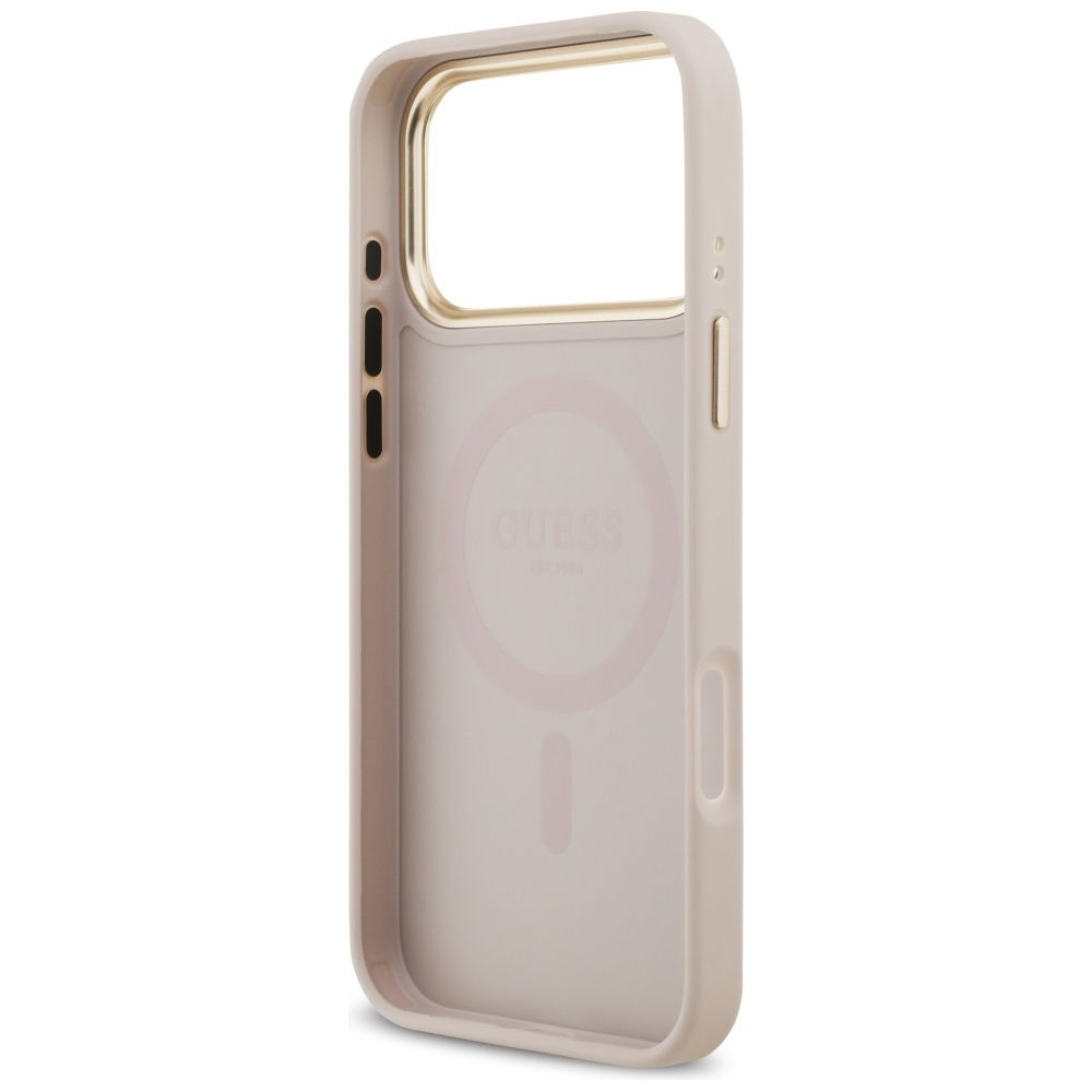 8d527f76596be353bafb7d1ec81b27a7 GUESS case for IPHONE 17 Pro Max compatible with MagSafe GUHMP17XPGCRMDEP (PU W/ Grained Strass Logo) pink