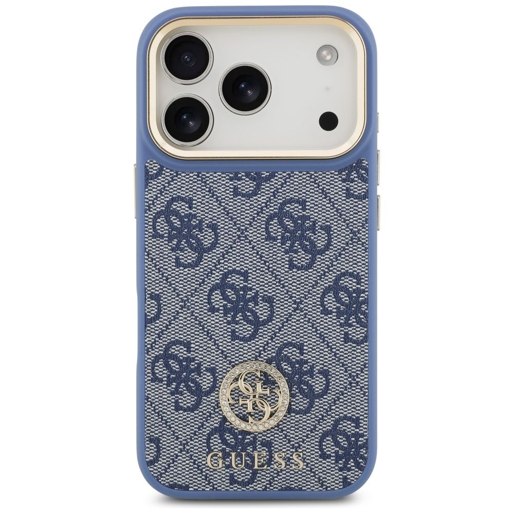 8e2010d7763f6b99c44d3dcd2d5172ab GUESS case for IPHONE 17 Pro compatible with MagSafe GUHMP17LP4GRMDEB (PU W/ 4G Strass Logo) blue