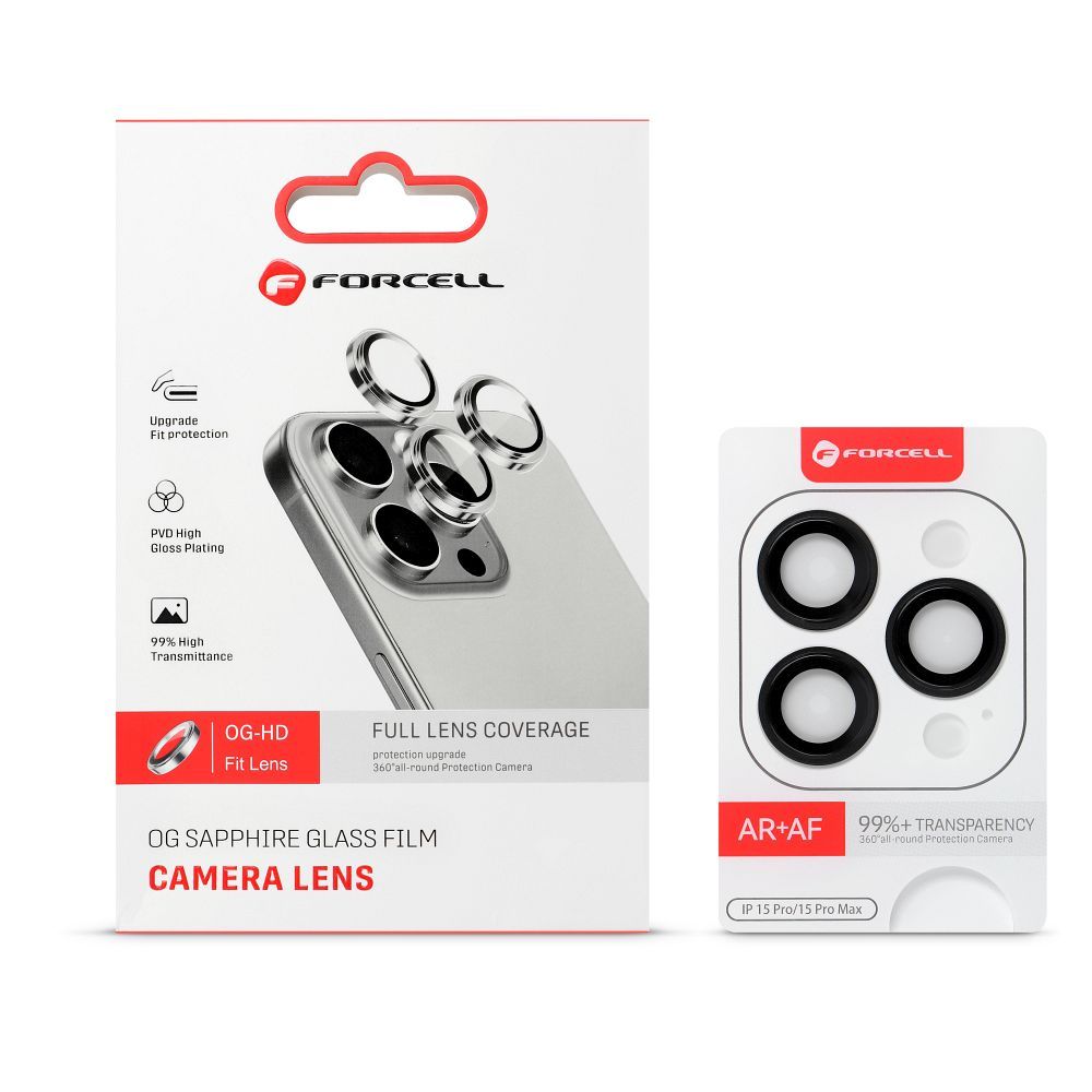 Forcell Premium Camera Lens Tempered Glass - for iPhone 17 Black