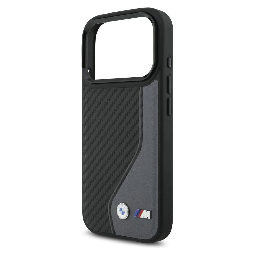 BMW case for IPHONE 17 Pro compatible with MagSafe BMHMP17L25PCCSCAK (PU Carbon Logo) anthracite