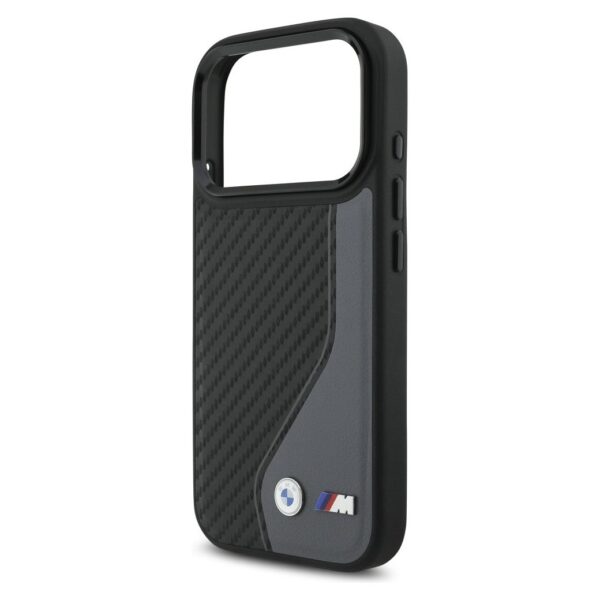 BMW case for IPHONE 17 Pro compatible with MagSafe BMHMP17L25PCCSCAK (PU Carbon Logo) anthracite