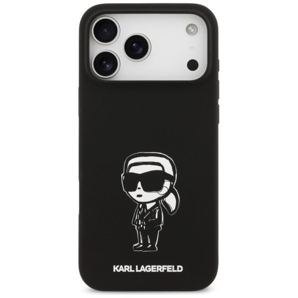 KARL LAGERFELD case for IPHONE 17 Pro Max compatible with MagSafe KLHMP17XSKIGROK (Silicone W/ KL Sketch & Logo) black