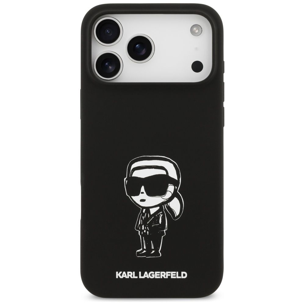 KARL LAGERFELD case for IPHONE 17 Pro Max compatible with MagSafe KLHMP17XSKIGROK (Silicone W/ KL Sketch & Logo) black