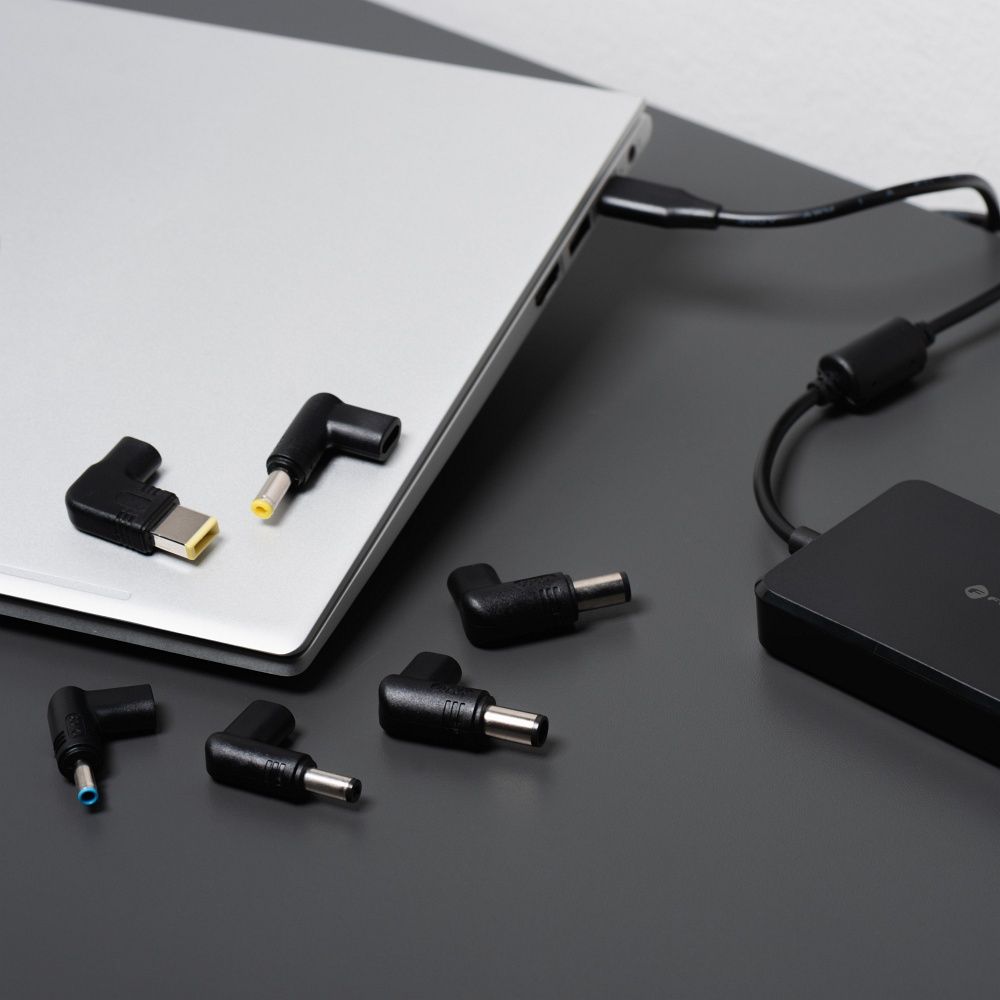 FORCELL F-ENERGY E856 uniwersal laptop charger 90W (6 adaptors) - czarny