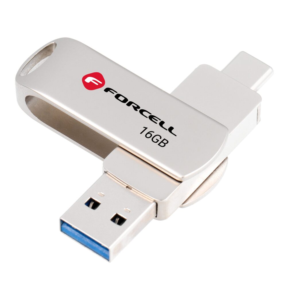 FORCELL F-DATA pendrive Metal Duo 16GB USB3.2 Gen 1 (USB A / Type C) silver