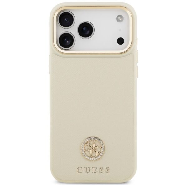 9258f4dafd252fa16fb85de80e38d80a GUESS case for IPHONE 17 Pro Max compatible with MagSafe GUHMP17XPGCRMDEE (PU W/ Grained Strass Logo) beige
