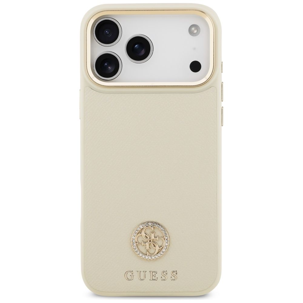 9258f4dafd252fa16fb85de80e38d80a GUESS case for IPHONE 17 Pro Max compatible with MagSafe GUHMP17XPGCRMDEE (PU W/ Grained Strass Logo) beige
