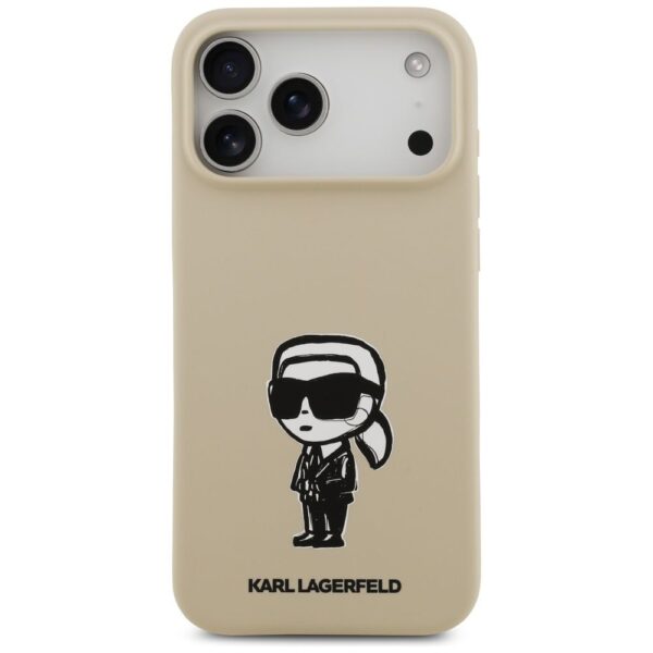 KARL LAGERFELD case for IPHONE 17 Pro Max compatible with MagSafe KLHMP17XSKIGROW (Silicone W/ KL Sketch & Logo) brown