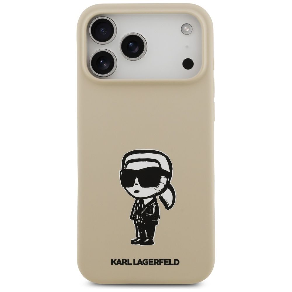 926ce531e70079cedbee1e48e86a4c51 KARL LAGERFELD case for IPHONE 17 Pro Max compatible with MagSafe KLHMP17XSKIGROW (Silicone W/ KL Sketch & Logo) brown
