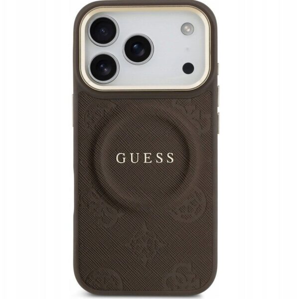 92976c3ae626e2439314b67dccaa7b2c GUESS case for IPHONE 17 Pro compatible with MagSafe GUHMP17LPSAMSECW (PU W/ Peony Hot Stamp) brown