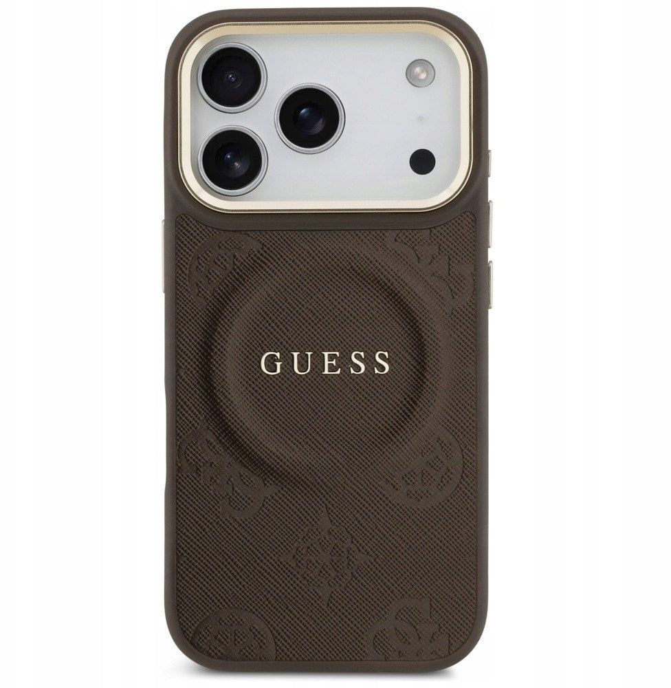 92976c3ae626e2439314b67dccaa7b2c GUESS case for IPHONE 17 Pro compatible with MagSafe GUHMP17LPSAMSECW (PU W/ Peony Hot Stamp) brown