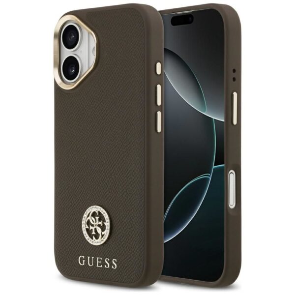 930506a110003e795a9e5391d980c9e0 GUESS case for IPHONE 17 compatible with MagSafe GUHMP17SPGCRMDEW (PU W/ Grained Strass Logo) brown