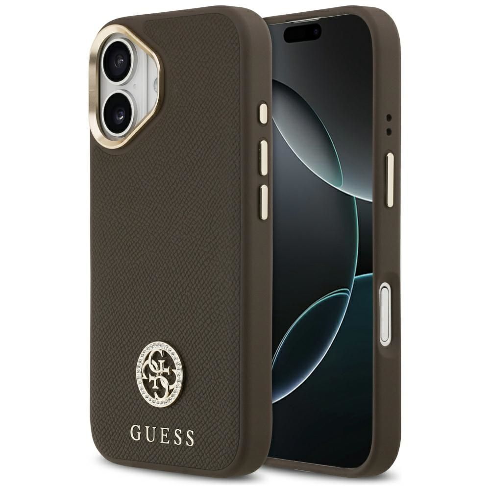 930506a110003e795a9e5391d980c9e0 GUESS case for IPHONE 17 compatible with MagSafe GUHMP17SPGCRMDEW (PU W/ Grained Strass Logo) brown