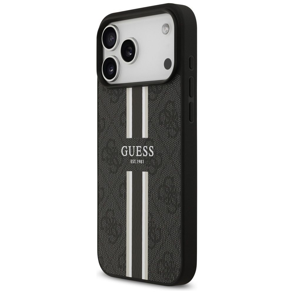 GUESS case for IPHONE 17 Pro Max compatible with MagSafe GUHMP17XP4RPSK (4G Printed Stripes) black