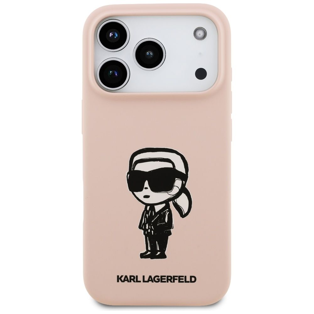 KARL LAGERFELD case for IPHONE 17 Pro Max compatible with MagSafe KLHMP17XSKIGROP (Silicone W/ KL Sketch & Logo) pink