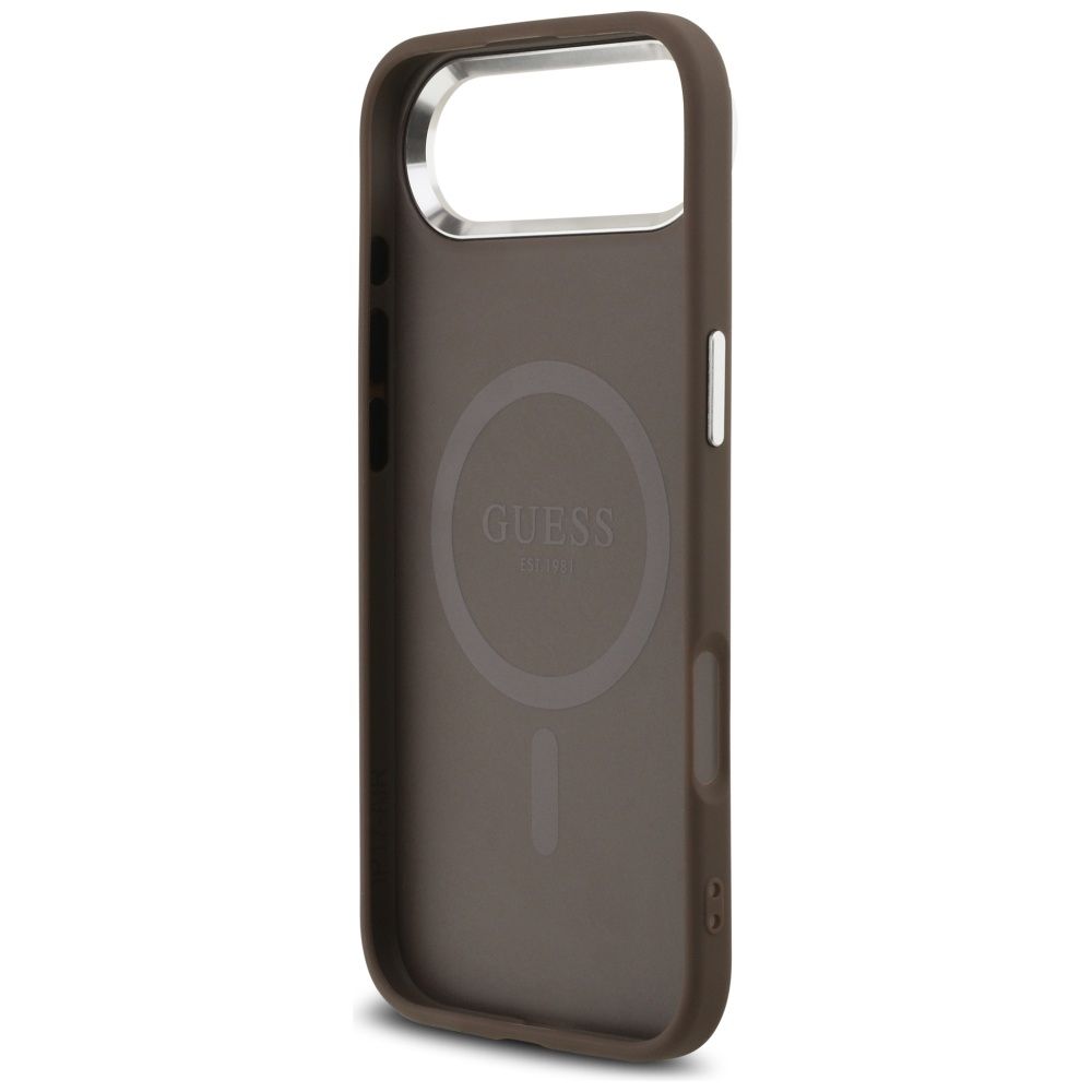 9474531be6818d57aaa1af3364dd7b3c GUESS case for IPHONE 17 Air compatible with MagSafe GUHMP17MP4TSRCMW (4G PU W/ Triangle Logo) silver brown