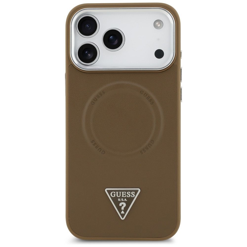 94fff6865f5d25ca8a644e5d77dfc4e4 GUESS case for IPHONE 17 Pro Max compatible with MagSafe GUHMP17XPSDTSCMW (PU W/ Triangle Logo) brown