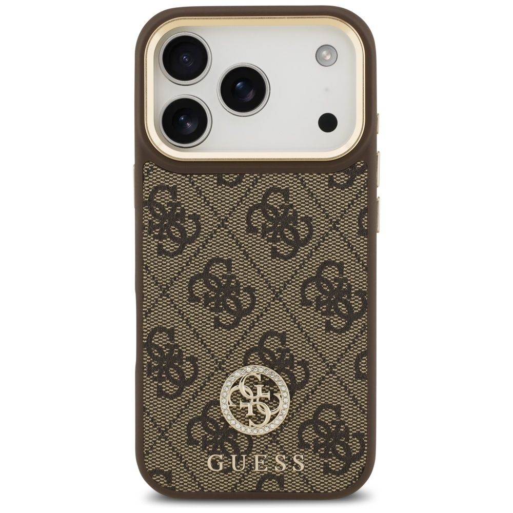 95faf094f2e29c2a23ac338cea3900eb GUESS case for IPHONE 17 Pro compatible with MagSafe GUHMP17LP4GRMDEW (PU W/ 4G Strass Logo) brown