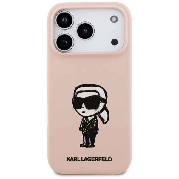 KARL LAGERFELD case for IPHONE 17 Pro compatible with MagSafe KLHMP17LSKIGROP (Silicone W/ KL Sketch & Logo) pink