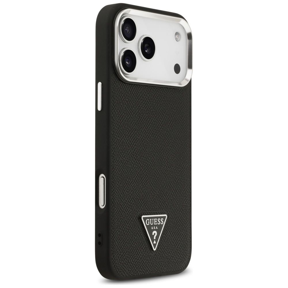 9824e7b4317d758c0ea1a91745455638 GUESS case for IPHONE 17 Pro compatible with MagSafe GUHMP17LPGTSPSK (Grained PU Triangle Logo) black